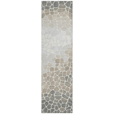 Machine Washable Indoor/Outdoor Husby ACN2190 Geometric Rug