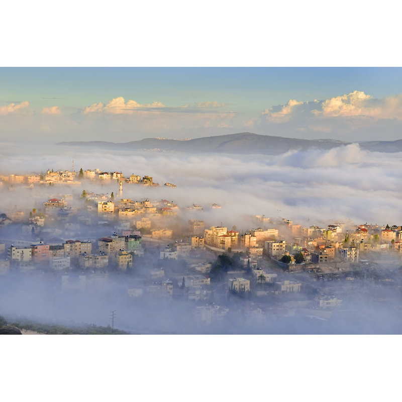Biblical Village Cana Of Galilee ( Kafr Kanna ) In Morning Fog, Nazareth In Israel - Wrapped Canvas Print