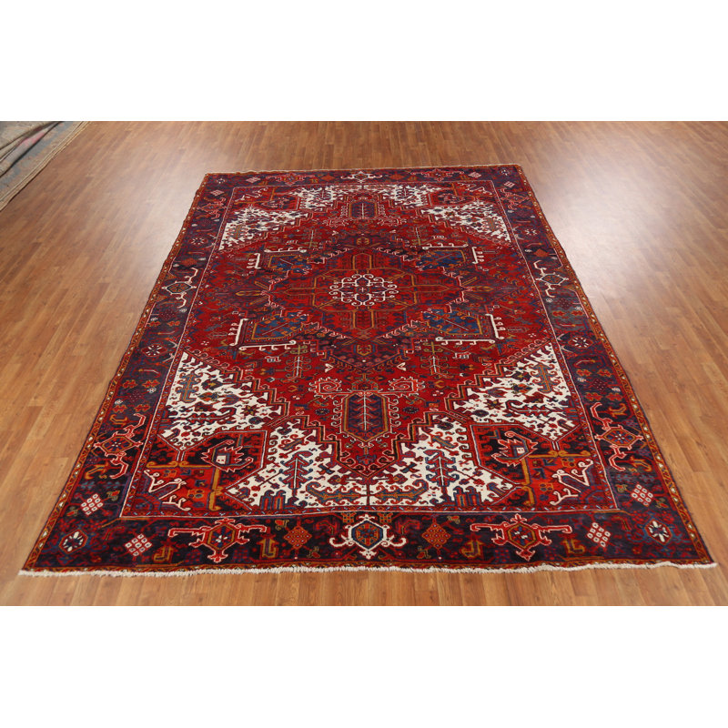 Tapis rouge géométrique 9 x 11 po
