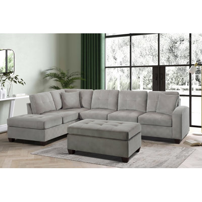 186" Wide Right Hand Facing Corner Sectional with Ottoman by Latitude Run
