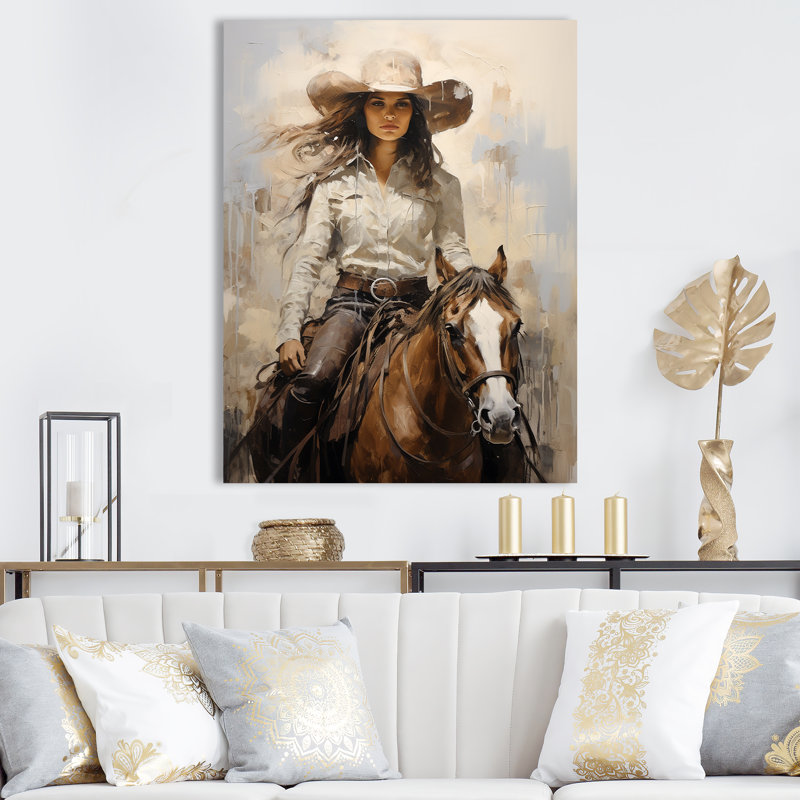 Minimalisme Cowgirl, reproduction d'art sur toile, Toile tendue, H 44 po x l 34 po