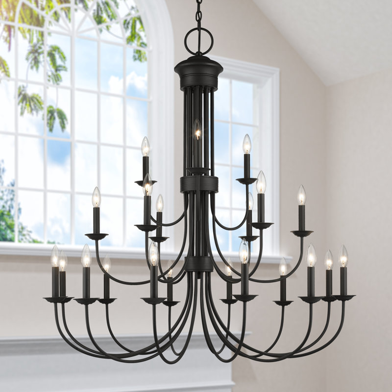 Lustre étagé de style chandelier à 21 lumières Arunvir, Noir