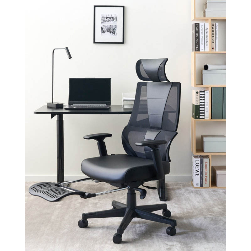 Office Chair Swivel Faux Leather Black