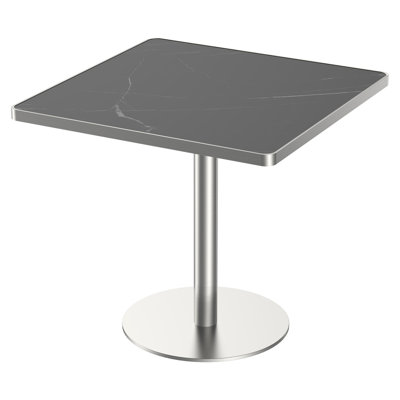 Table carrée bistro moderne tulipe 31,5 pouces avec plateau en faux marbre, facile à assembler, structure en métal robuste