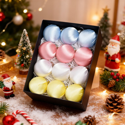 12-Pack Satin Ball Christmas Ornaments, 2.4 Inch Glossy Shiny Festive Tree Decorations for Xmas, Holiday, Party, Home Decor - Assorted Colors