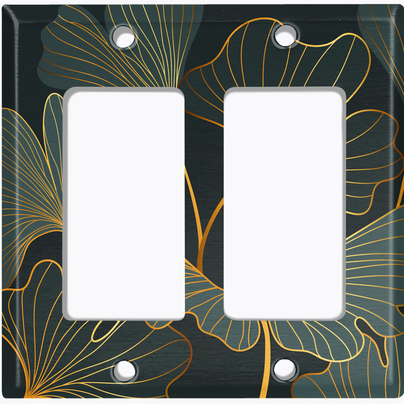 Green Lily Plant Leaves Paint Print 2 - Gang Toggle Light Switch Standard Wall Plate