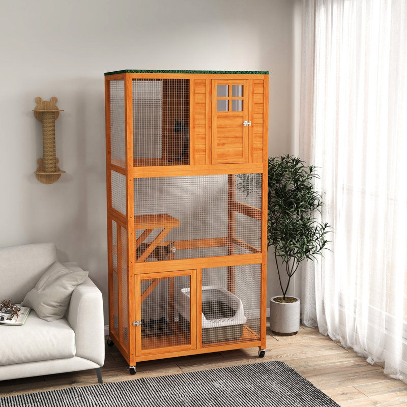 Cage d'extérieur en bois pour chat 74 po