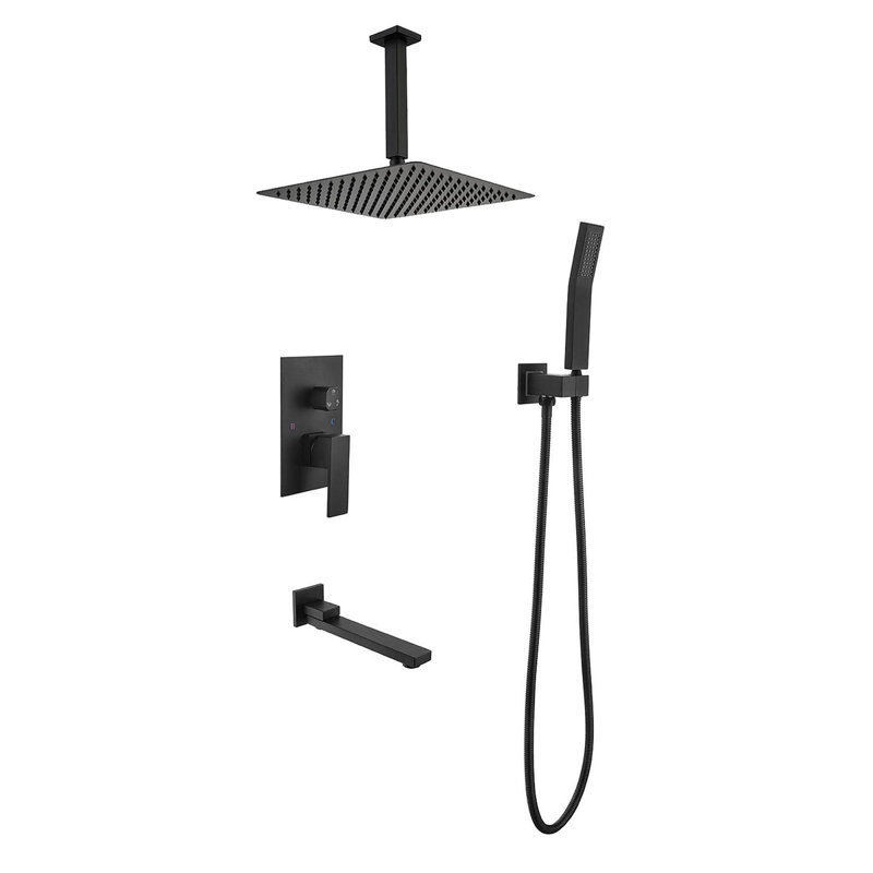 16" Shower Head System Ceiling Mounted Shower, Matte Black