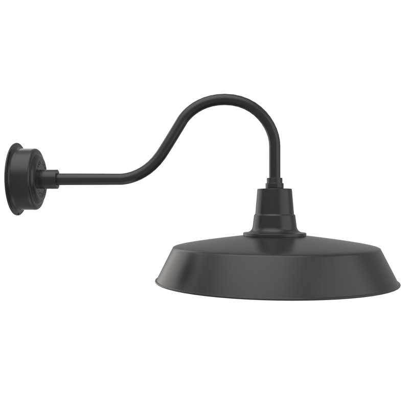 Luminaire de grange d'extérieur à 1 ampoule DEL Haleigh, H 17,75 po x l 22 po x P 35 po, Noir mat