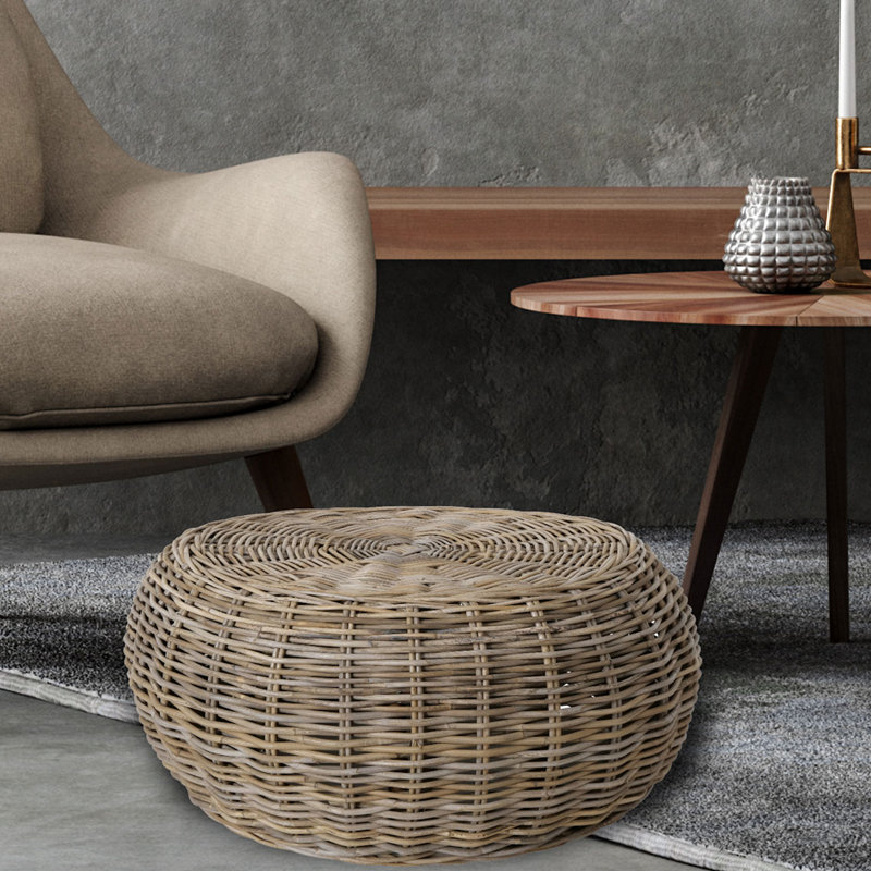 Von Wicker Grey Pouf