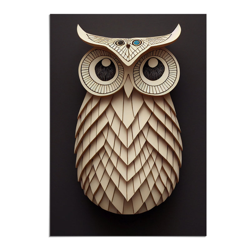 Paper Owl - Wall Art, Paper, 59.4cm H x 42cm W, Black/Grey/Peach