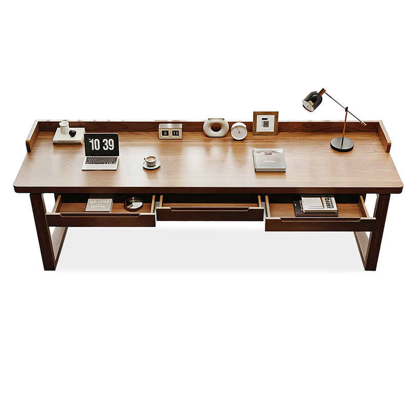 Solid Pine Wood Desk with 3 Drawers - Enclosed Edge Design, 29.53" H x 78.54" W x 23.62" D