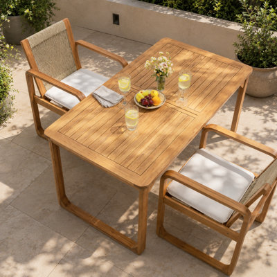 Acacia Wood Outdoor Dining Table with Curved Legs