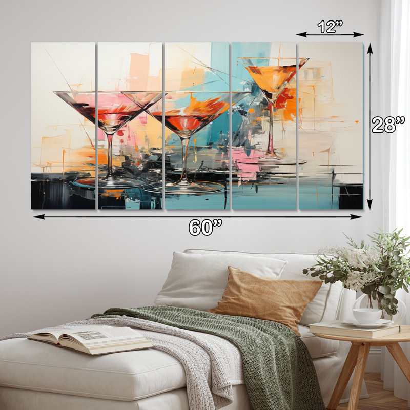 Liquor Représentation, acrylique multicolore I sur toile, 5 pièces