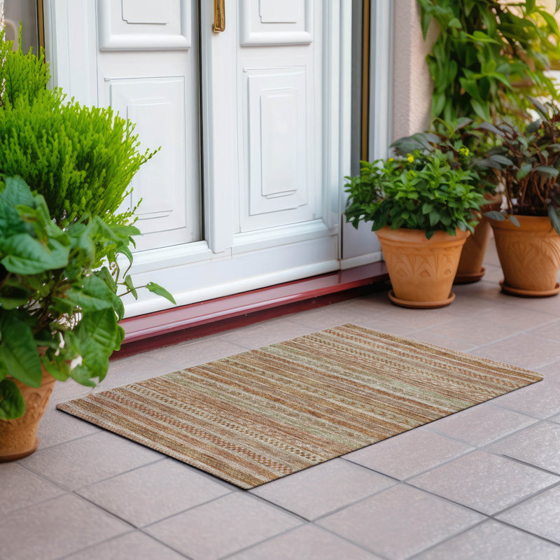 Tapis terre cuite intérieur / extérieur lavable à la machine Claudian ACN1625, Rectangle 1 pi 8 po x 2 pi 6 po
