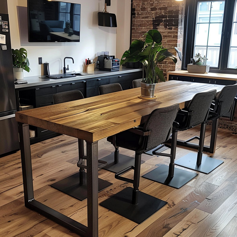 Chunky Rustic Standing Workstation - High Meeting Table  Chunky U Legs, 100cm H x 120cm W x 80cm D