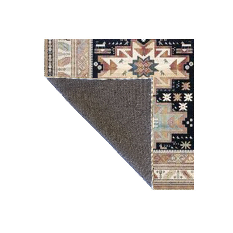 Tapis décoratif crème géométrique en coton lavable à la machine, Sous-tapis carré 3 pi 3 po inclus