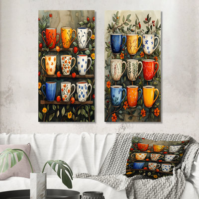 Tasse de café rouge rouge et bleu Boho Morning II