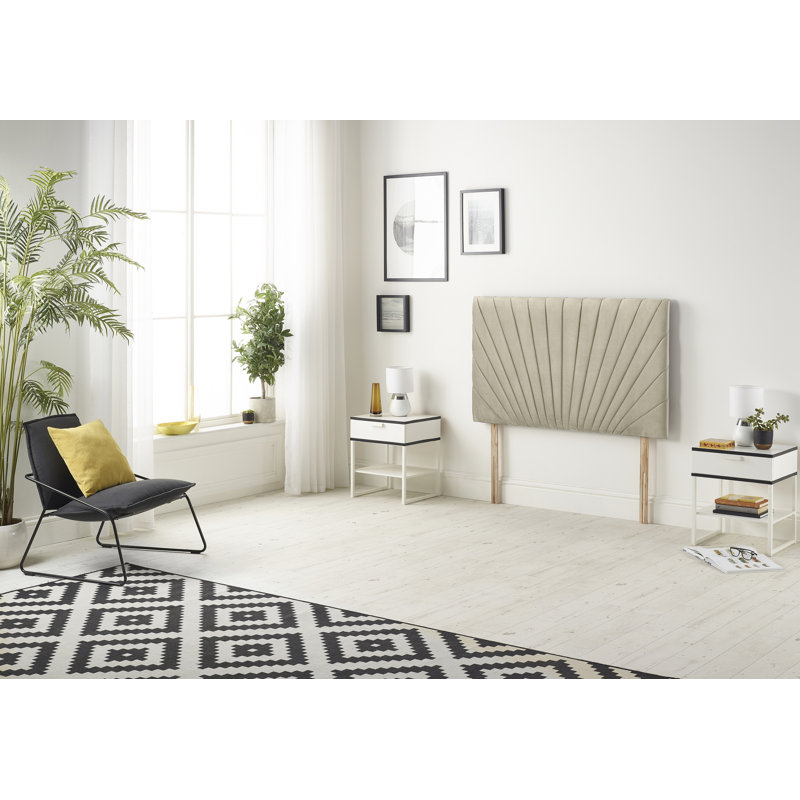 Pleasanton Linen Divan Bed Set with Sprung Memory Foam Mattress and Headboard, 2 Drawers, Single (3'), Wheat