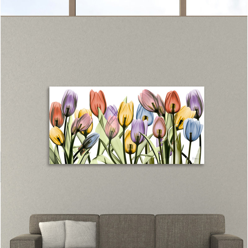 "Tulipscape", toile tendue par Albert Koetsier, H 12 po x l 24 po x P 1,5 po