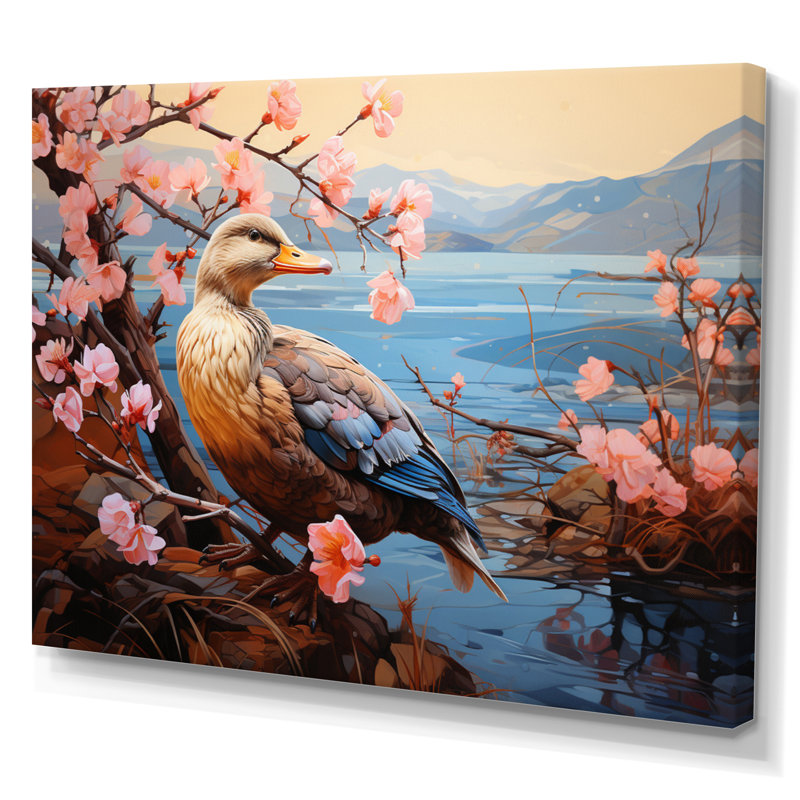 Duck Journey Pastoral - Animals Canvas Art Print, H 16 po x l 32 po x P 1 po, Toile tendue