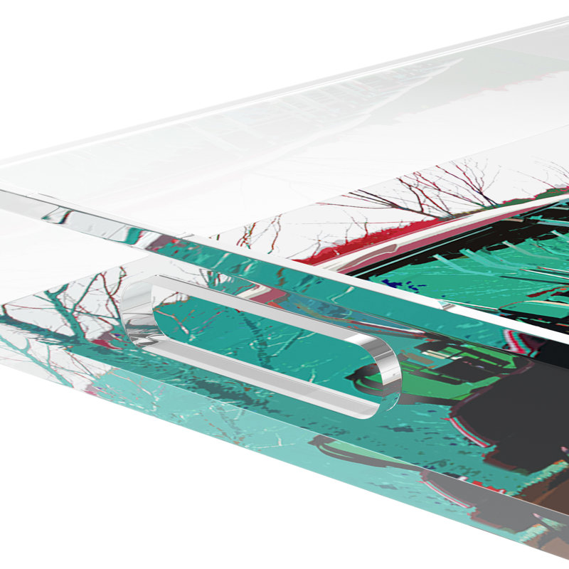 Abstract Decorative Tray, 2" H x 22.5" W x 14.5" D, Green