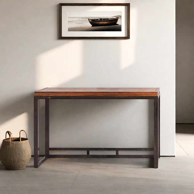 Console en bois massif de style rétro, H 32,68 po x l 46,46 po x P 14,96 po