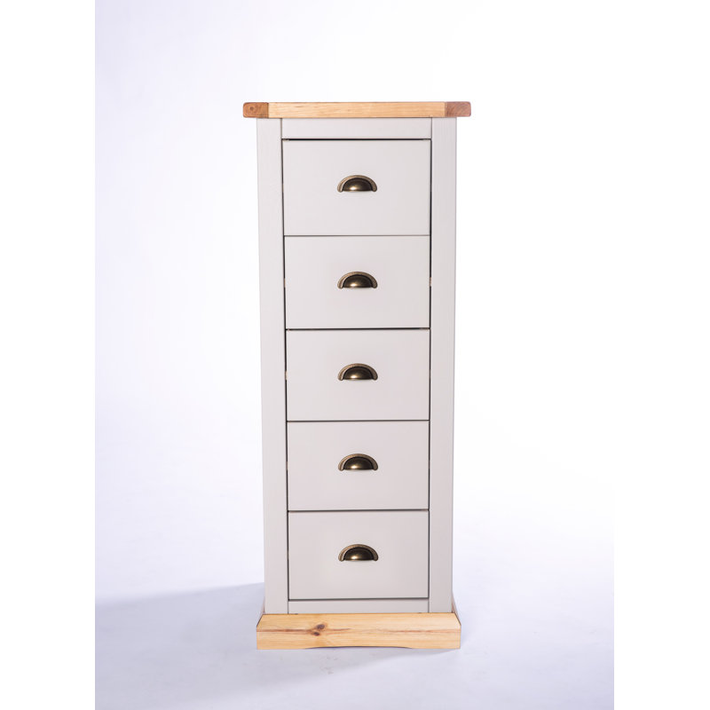 Cristopher 45cm W 5 - Drawer Chest of Drawers, Grey/Wood, Brass