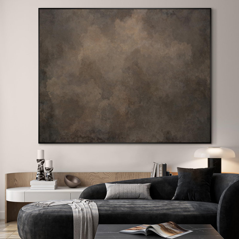 Extra Large Wall Art Fabric Print - Neutral Cloudy Abstract Illustration, Soft Atmospheric Design Artwork Decor for Living Room or Bedroom - "Frame Assembly Required (Unfinished Frame)"