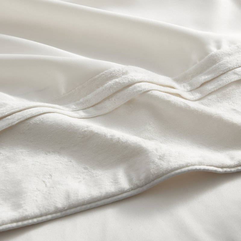 Luna 7 Piece Crushed Velvet Elegant Bedding Set By Sweet Home Collection, King Comforter + 6 Additional Pieces, Ivory