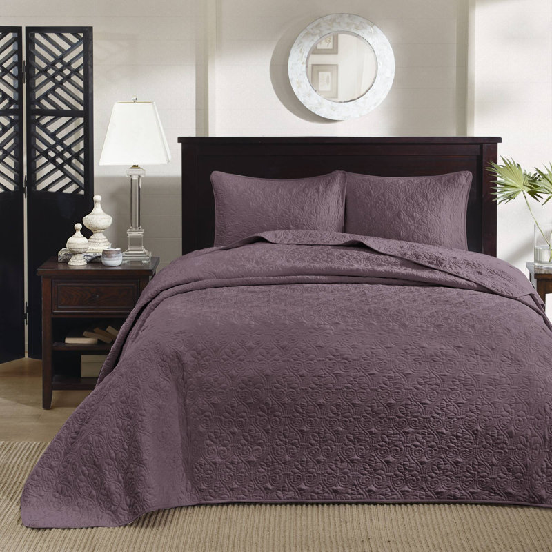 Ensemble de couvre-lit réversible Québec, Couvre-lit grand et 2 taies décoratives, Mauve
