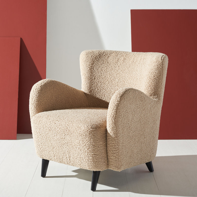 Fauteuil Bowie, Faux laine d'agneau brun clair