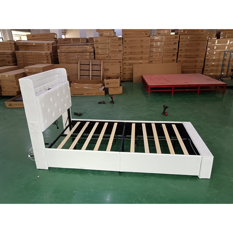 Lit plateforme rembourré double avec tête de lit capitonnée, sommier à lattes en bois, sans sommier tapissier, montage facile, idéal pour la chambre, rose