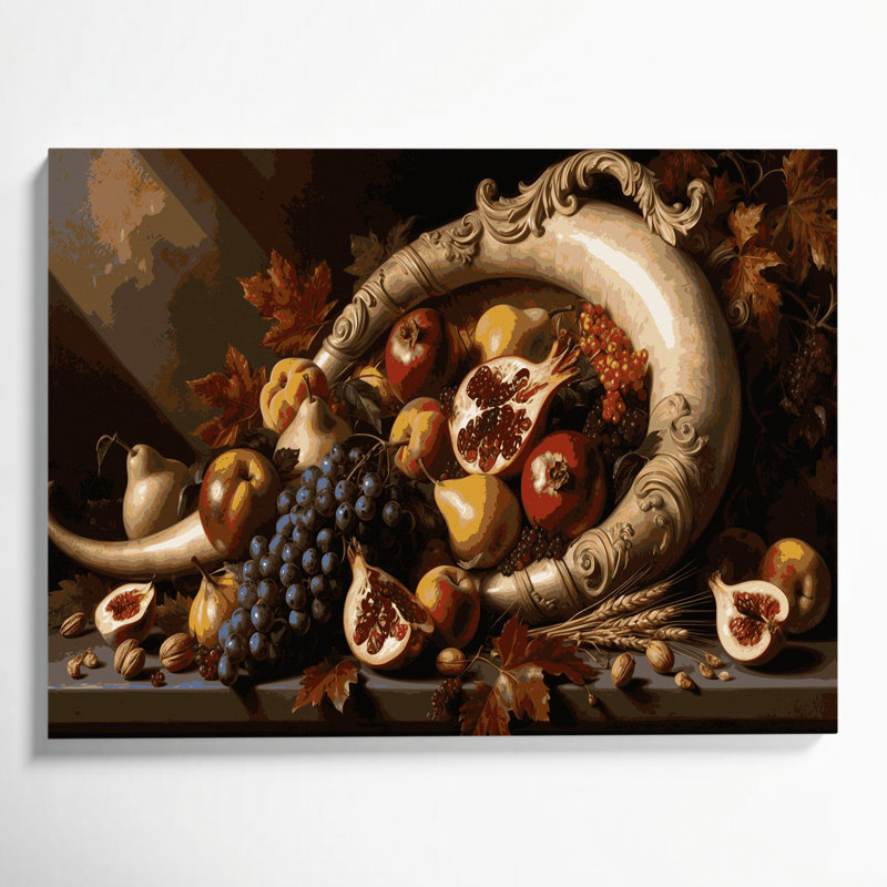 «Thanksgiving Cornucopia corne d'abondance», art mural sur toile brune, H 12 po x l 18 po