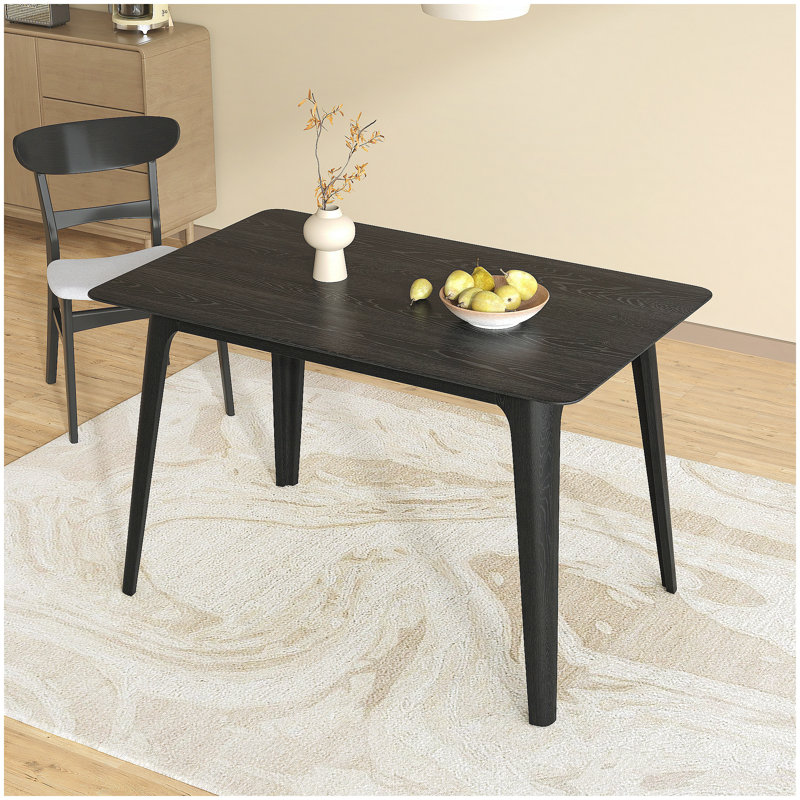 Dining Table Solid Wood Legs, Black, Black