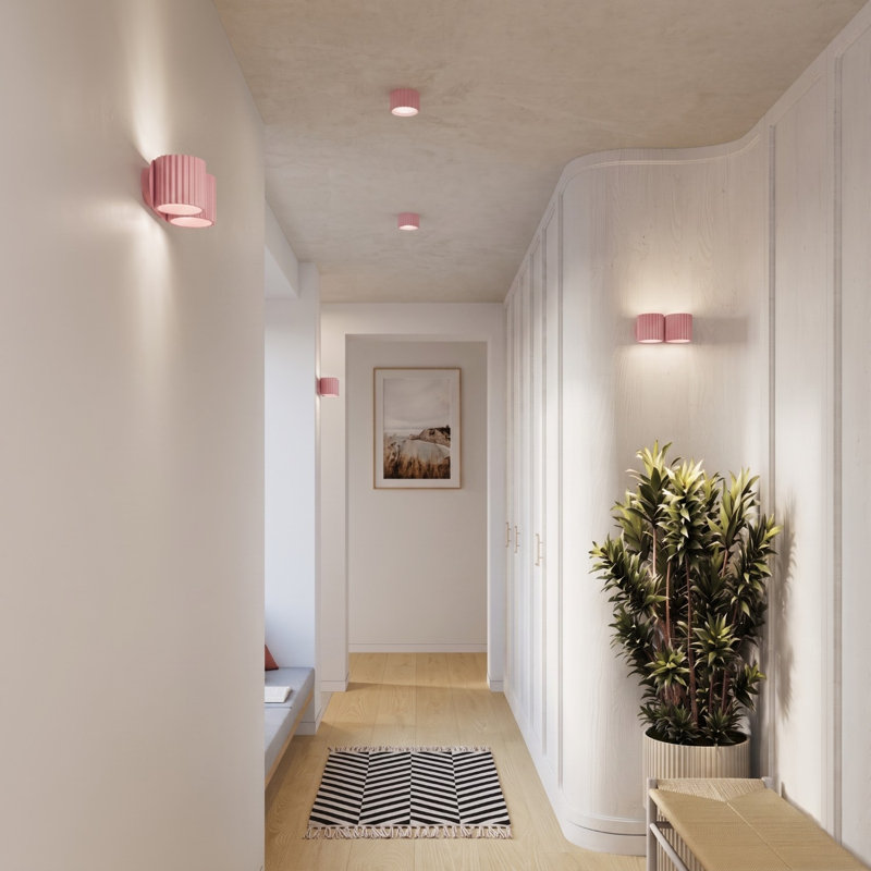 Aura Aluminium Flush Mounted Sconce, 21x12x10 cm, Pink, 2 Lights