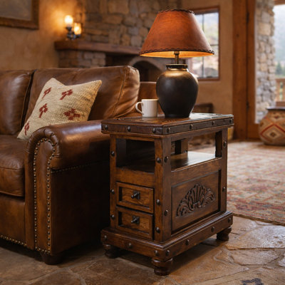 Canyon Creek Side Table with Drawer and Shelf Storage