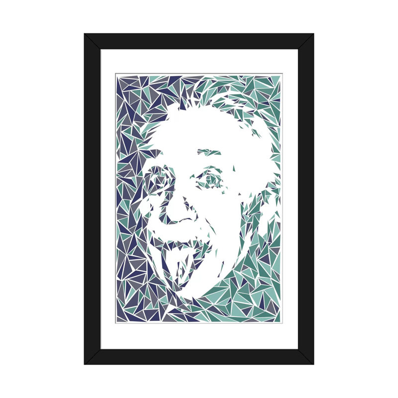 « albert einstein », impression sur toile, H 24 po x l 16 po x P 1 po, Papier d'art encadré noir, Blanc