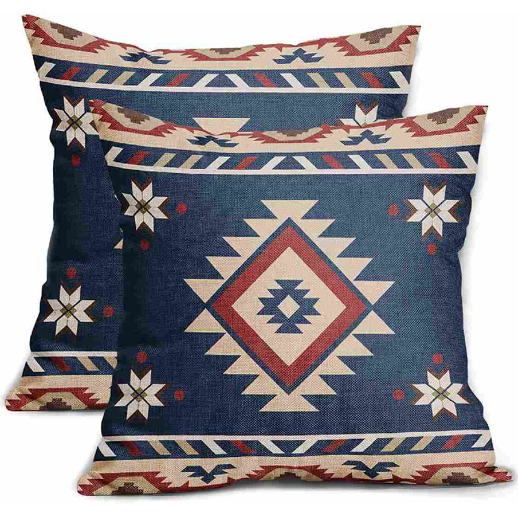 18X18 Blue Taupe Southwest Diamond Throw Pillow