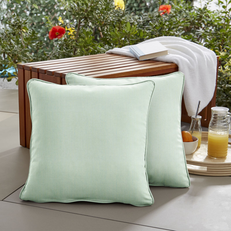 Stella Outdoor Reversible Throw Pillow, 22" H x 22" W x 6" D, Sunbrella Canvas Spa