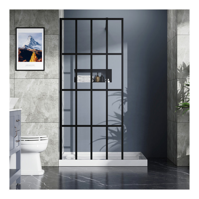 Goodyo 34" X 72" Shower Door Walk-in Black Finish