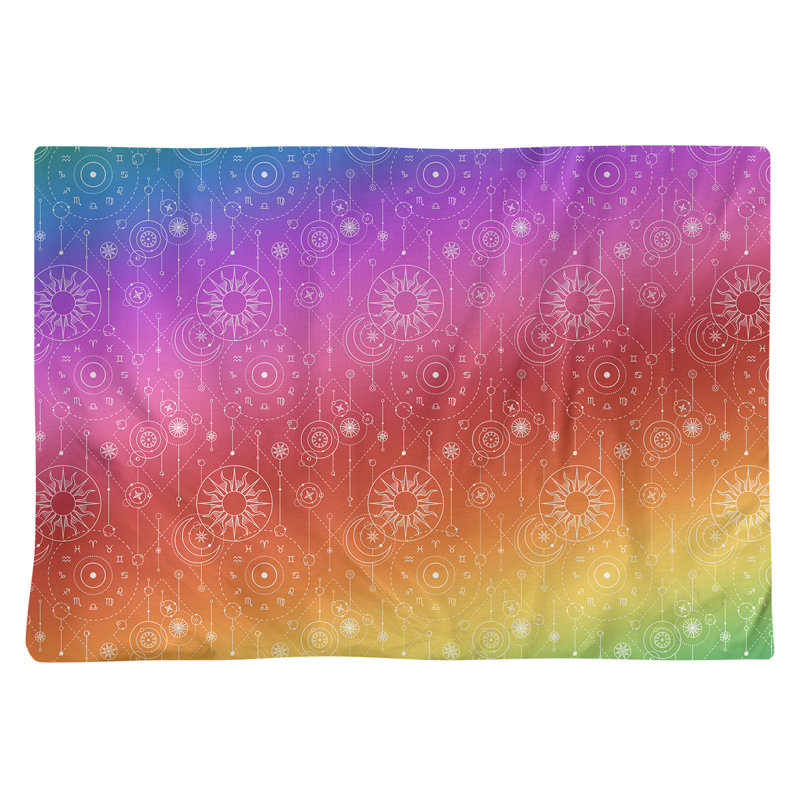 Napperon en coton 18 po astrologie, Noir / Rouge / Blanc