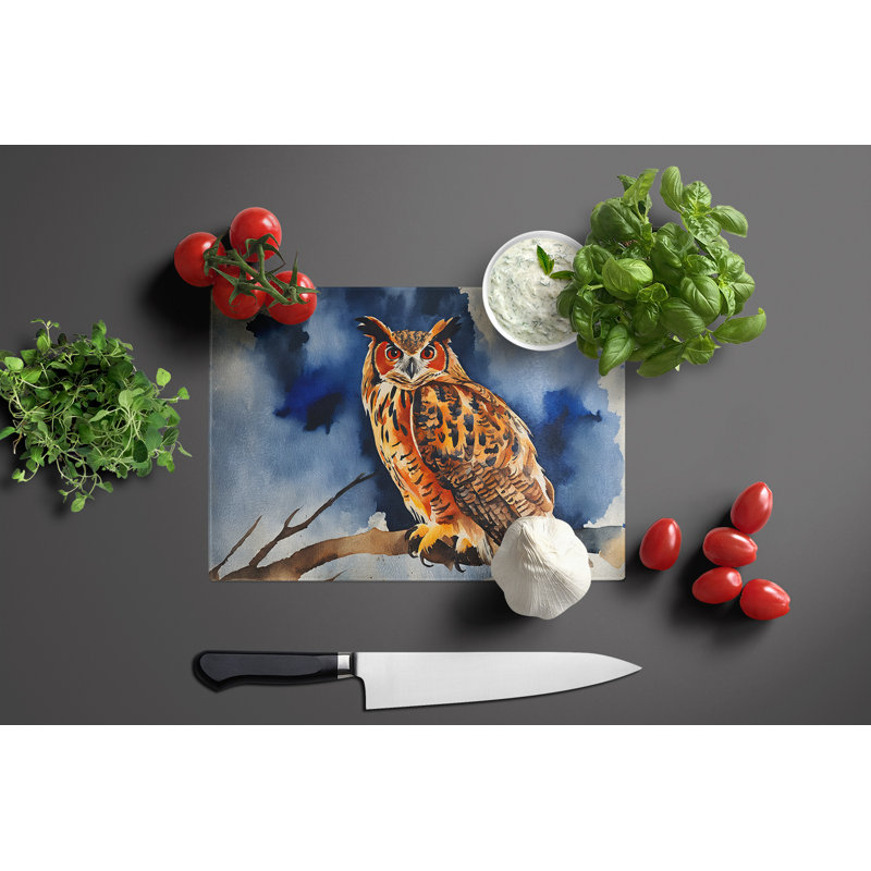 Eurasian Eagle Owl Glass Cutting Board