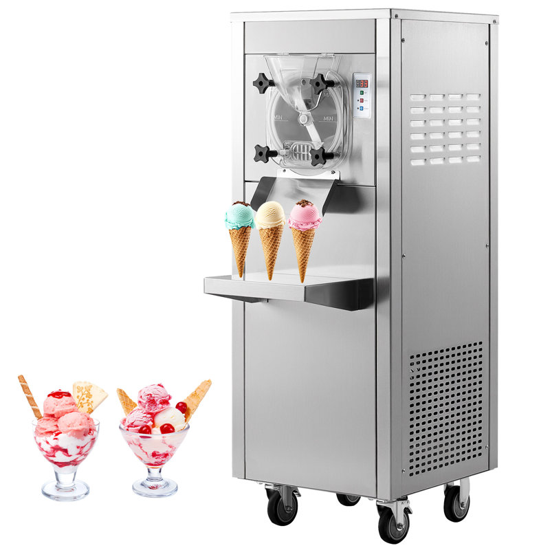 Machine à crème glacée commerciale AMERLIFE 20L / H, machine à crème glacée 1600W avec cylindre en acier inoxydable 304 de 10L, panneau DEL, nettoyage automatique et pré-refroidissement pour les restaurants et les grignotines