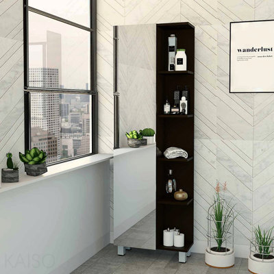 5-Shelf Linen Cabinet With Mirror