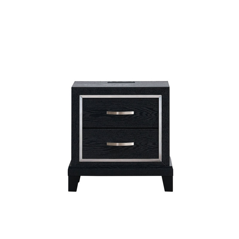Table de chevet 2 tiroirs avec prises CA / USB