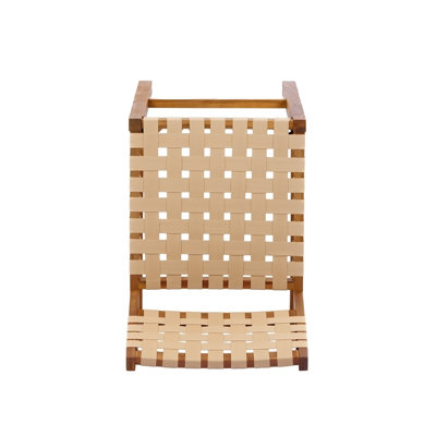 30.5 Inch Seat Height Outdoor Acacia Solid Wood Patio Side Chair, Beige Pe Woven Rope, Breathable and Comfortable,Indoor & Outdoor Use,Teak Finish+Beige Rope(set of 2)