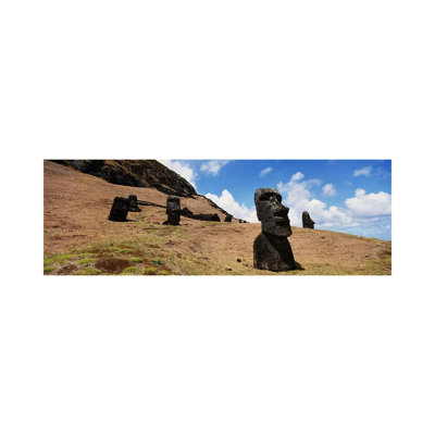 Low Angle View Of Moai Statues, Tahai Archaeological Site, Rano Raraku, Easter Island, Chile by Panoramic Images - Wrapped Canvas Panoramic Print