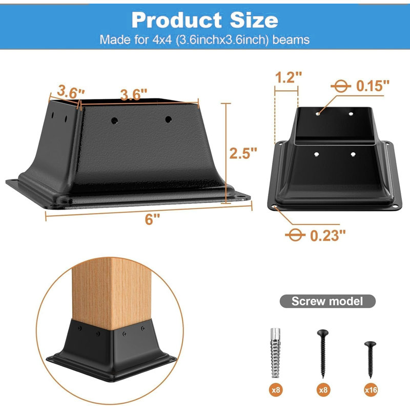FXSGER Black Metal Hardware for Pergola