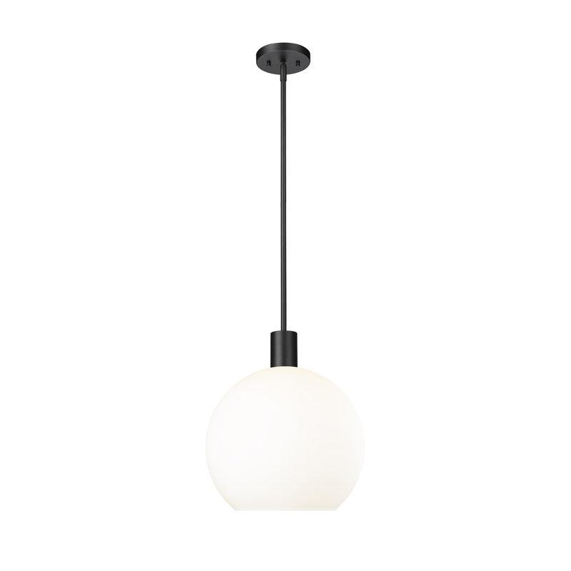 Matte Black Globe Pendant Light with Glass Shade